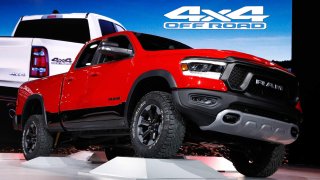 The 2019 Ram 1500 Rebel pickup truck is displayed at the North American International Auto Show in Detroit on Jan. 15, 2018.