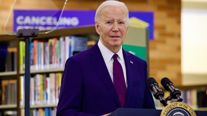 President Joe Biden visiting a library in Culver City, California, on Feb. 21, 2024.