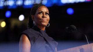 Former US First Lady Michelle Obama speaks on the second day of the Democratic National Convention (DNC) at the United Center in Chicago, Illinois, on August 20, 2024.