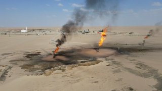 A general drone view shows the Nafoora oil field in Jakharrah, Libya, August 27, 2024. 