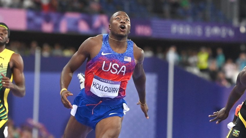 Grant Holloway after completing a track event.