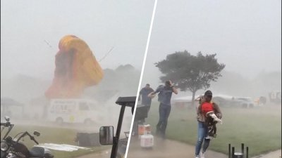 WATCH: Powerful storm causes bounce house to go airborne