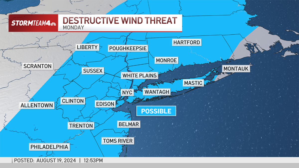 Wind threat on Monday