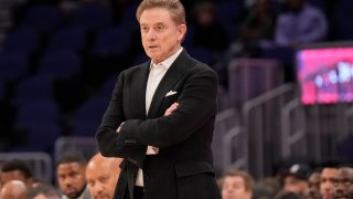 ELMONT, NY – FEBRUARY 6:  Head coach Rick Pitino of the St. John’s Red Storm during a game against the DePaul Blue Demons at UBS Arena on February, 6, 2024 in Elmont, NY.