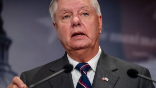 WASHINGTON, DC - JULY 31: Sen. Lindsey Graham (R-SC) speaks during a news conference at the U.S. Capitol on July 31, 2024 in Washington, DC.