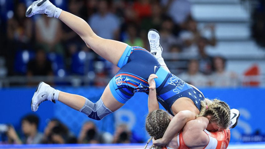 Team USA wrestler Helen Maroulis competes at Paris Olympics