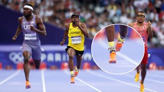 Tarsis Gracious Orogot of Team Uganda competes in the Men’s 200m Semi-Final on day twelve of the Olympic Games Paris 2024 at Stade de France on August 07, 2024 in Paris, France.