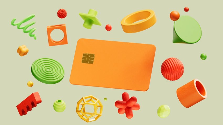 Illustration with credit card and children's toys