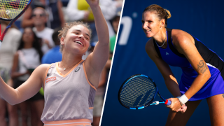 Paolini, left, and Pliskova, right