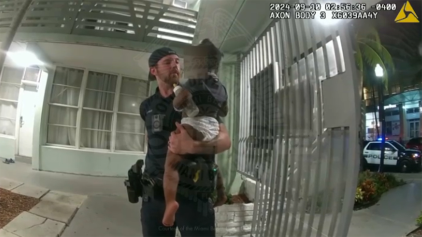 Bodycam video shows Miami Beach Police Officer Brandon Miller comforting a 2-year-old girl who was found wandering alone.