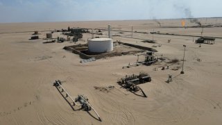 A general drone view shows the Nafoora oil field in Jakharrah, Libya, August 27, 2024. 