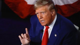 Republican presidential nominee and former U.S. President Donald Trump speaks during a Fox News town hall hosted by Sean Hannity in Harrisburg, Pennsylvania, U.S. September 4, 2024. 