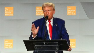 Former President Donald Trump and GOP Presidential Nominee speaking at the New York Economic Club in New York on Sept. 5, 2024.