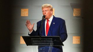 Former President Donald Trump and GOP Presidential Nominee speaking at the New York Economic Club in New York on Sept. 5, 2024.