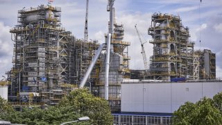 Neste Oyj’s Singapore refinery in Singapore, one of the world’s biggest SAF plants, under construction on Wednesday, June 22, 2022. The site was chosen because its already a petrochemicals center with sound logistical connections and talent is readily available.