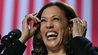 Democratic presidential candidate Vice President Kamala Harris speaks at a campaign rally at the Bojangles Coliseum in Charlotte, North Carolina, on Sept. 12, 2024.