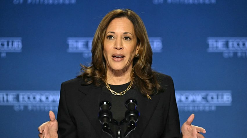 Vice President and Democratic presidential candidate Kamala Harris speaks at the Philip Chosky Theatre during a campaign event in Pittsburgh, Pennsylvania, on September 25, 2024. 