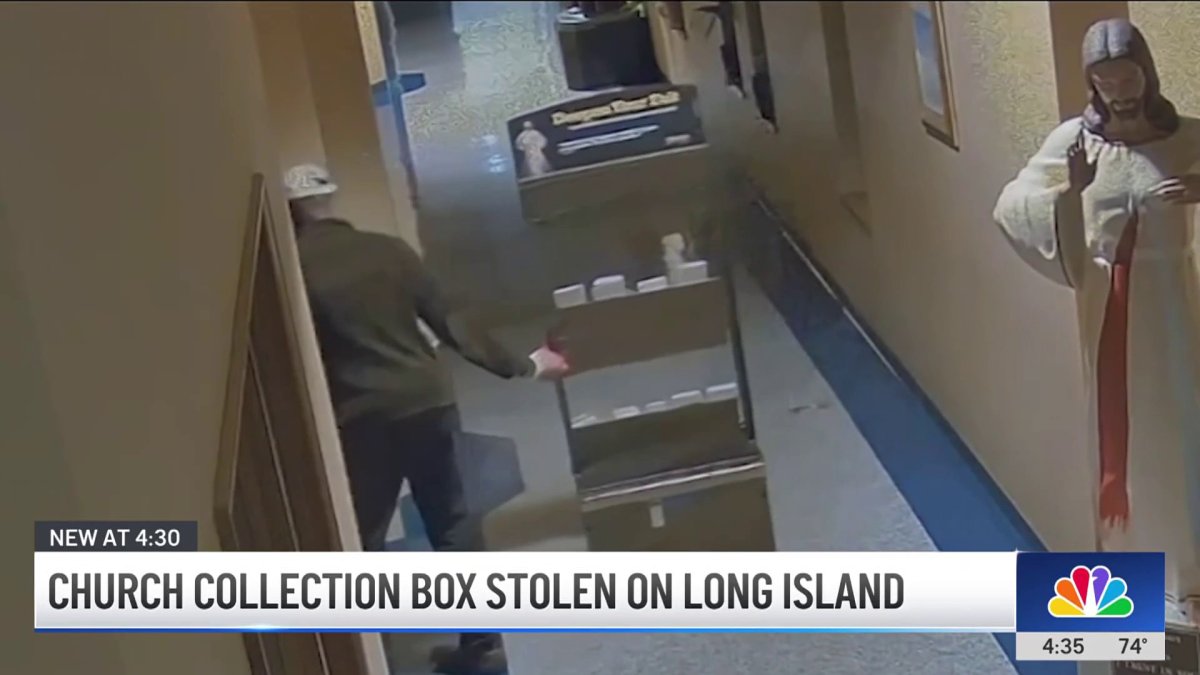 Thief seen on camera stealing collection box from Long Island church ...