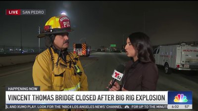 Vincent Thomas Bridge closed after big rig explosion