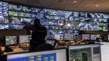 A UN security officer inside the UN Security Operations Center inside the United Nations Headquarters, Friday Sept. 20, 2024. (AP Photo/Stefan Jeremiah)