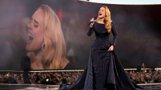 Adele performs onstage at Messe München on August 02, 2024 in Munich, Germany. (Photo by Kevin Mazur/Getty Images for AD)