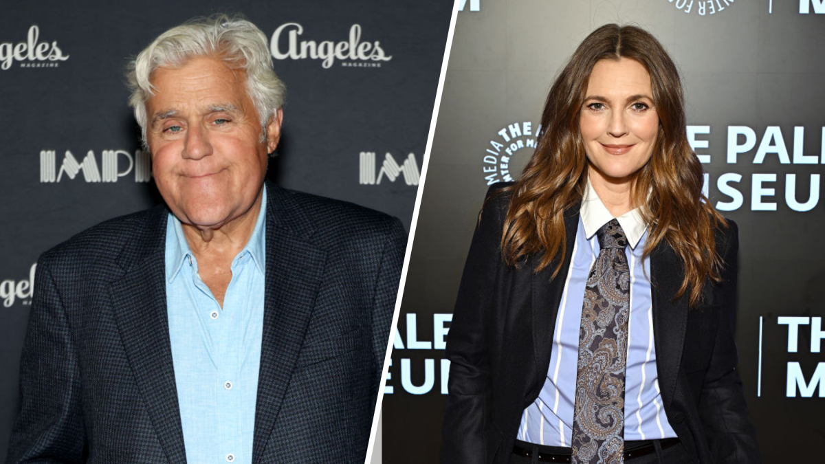 Jay Leno shares with Drew Barrymore the story of meeting her when she