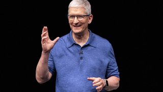 Tim Cook, chief executive officer of Apple Inc., during the Apple Worldwide Developers Conference at Apple Park campus in Cupertino, California, US, on Monday, June 10, 2024.