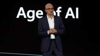 Microsoft CEO Satya Nadella speaks at a company event on artificial intelligence technologies in Jakarta, Indonesia, on April 30, 2024. Microsoft will invest $1.7 billion to build out cloud computing and artificial intelligence infrastructure in Indonesia, betting on Southeast Asia’s biggest economy to spur growth.