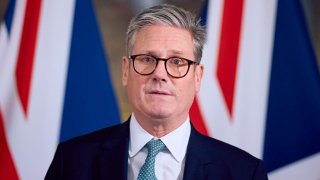 Britain’s Prime Minister Keir Starmer speaks at a press conference, during his visit to the European Commission headquarters on October 2, 2024 in Brussels, Belgium.