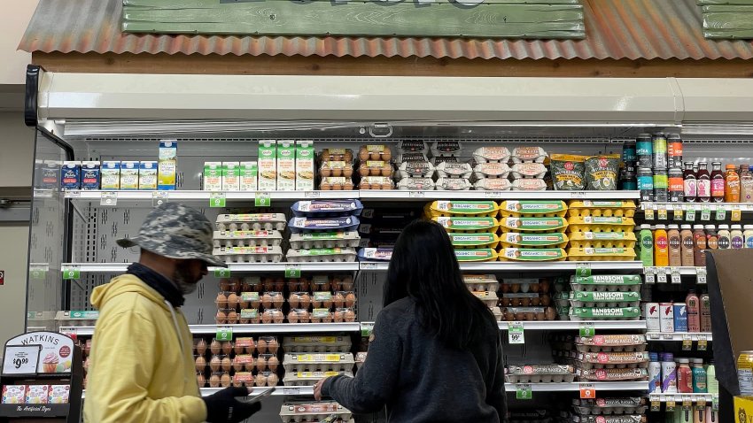 Customers shop for eggs at a Sprouts grocery store on April 12, 2023 in San Rafael, California. 