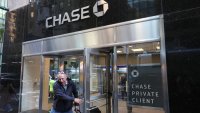 A person walks out of a Chase Bank on October 11, 2024 in New York City. 