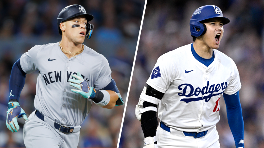 Split image of Aaron Judge and Shohei Ohtani