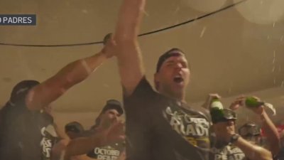 WATCH: San Diego Padres celebrate after sweeping Atlanta Braves to win Wild Card Series