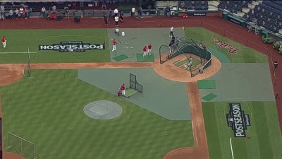 Citizens Bank Park is lit up ahead of Game 1 of NLDS