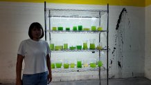 Yan Shao with her "Seaweed Choir" installation.