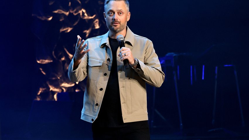 NASHVILLE, TENNESSEE – APRIL 26: Nate Bargatze speaks onstage for “A Country Thing Happened On The Way To Cure Parkinson’s” benefitting The Michael J. Fox Foundation, at The Fisher Center for the Performing Arts on April 26, 2023 in Nashville, Tennessee. (Photo by Terry Wyatt/Getty Images for The Michael J. Fox Foundation)