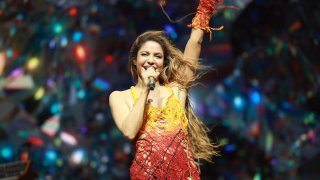 INDIO, CALIFORNIA – APRIL 12: (FOR EDITORIAL USE ONLY) Shakira performs with Bizarrap at the Sahara Tent during the 2024 Coachella Valley Music and Arts Festival at Empire Polo Club on April 12, 2024 in Indio, California. (Photo by Matt Winkelmeyer/Getty Images for Coachella)