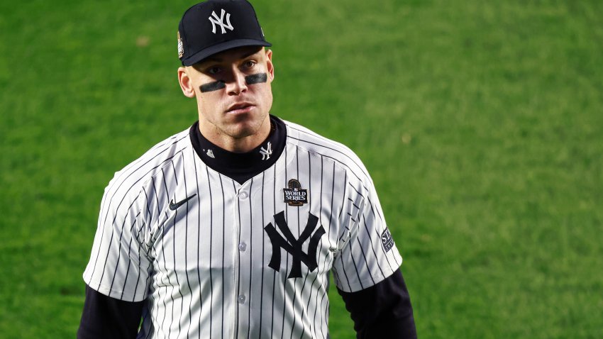 NEW YORK, NY – OCTOBER 28: Aaron Judge #99 of the New York Yankees looks on during Game 3 of the 2024 World Series presented by Capital One between the Los Angeles Dodgers and the New York Yankees at Yankee Stadium on Monday, October 28, 2024 in New York, New York. (Photo by Dustin Satloff/MLB Photos via Getty Images)