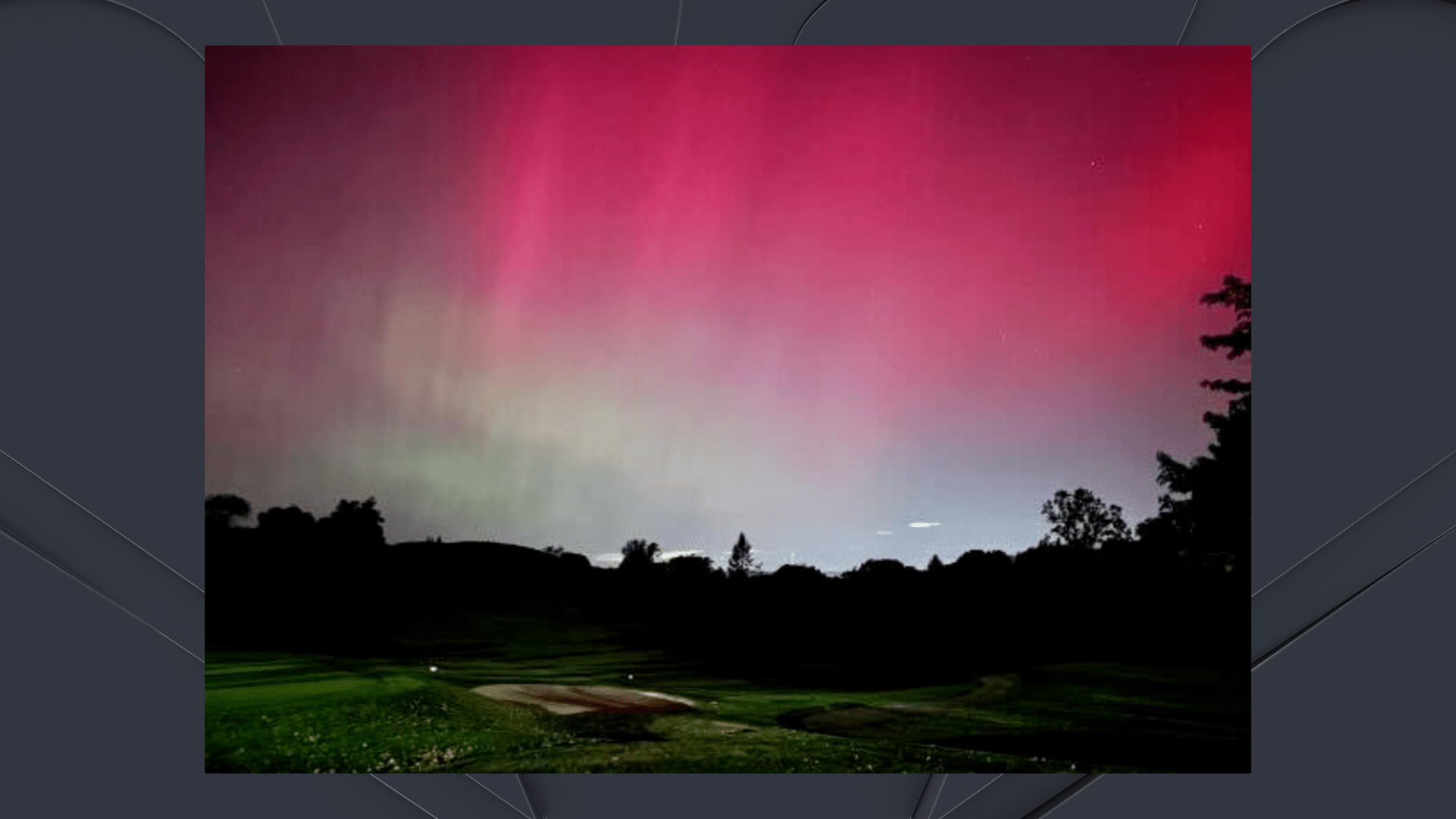 The Northern Lights over Farmingbury Hill Golf Course in Wolcott, CT. (Photo by Jaci Calo)