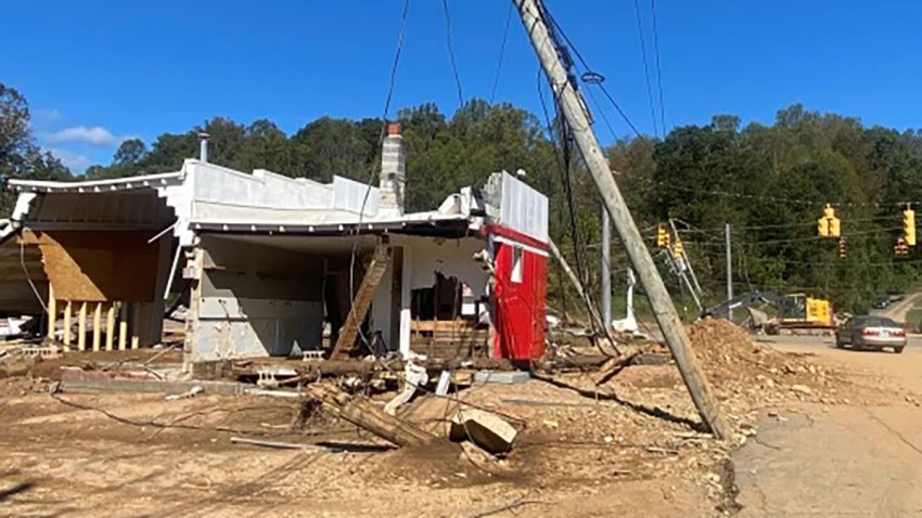 Buildings throughout Swannanoa were damaged beyond repair after Hurricane Helene pummeled the region.