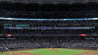 Oct 15, 2024; Bronx, New York, USA; A general as New York Yankees pitcher Tommy Kahnle (41) pitches during the eighth inning against the Cleveland Guardians in game two of the ALCS for the 2024 MLB Playoffs at Yankee Stadium. Mandatory Credit: Brad Penner-Imagn Images