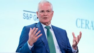 Exxon Mobil Chairman and CEO Darren Woods speaks during a session at CERAWeek by S&P Global Monday, March 18, 2024 at Hilton Americas-Houston in Houston. 