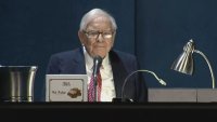 Warren Buffett speaks during the Berkshire Hathaway Annual Shareholders Meeting in Omaha, Nebraska, on May 4, 2024.