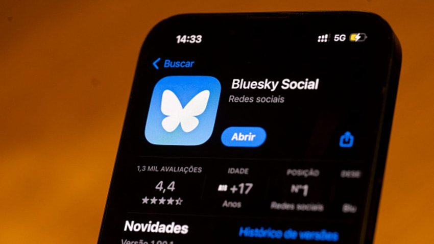 In this photo illustration, the Bluesky Social logo is displayed on a cell phone in Rio de Janeiro, Brazil, on September 4, 2024. 