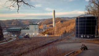 The Dominion coal burning power plant is seen in Saint Paul, Virginia, on Feb. 7, 2023.