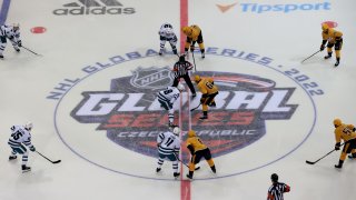 A general view during the 2022 NHL Global Series Challenge between the Nashville Predators and the San Jose Sharks at O2 Arena in Prague, Czech Republic, on Oct. 7, 2022.