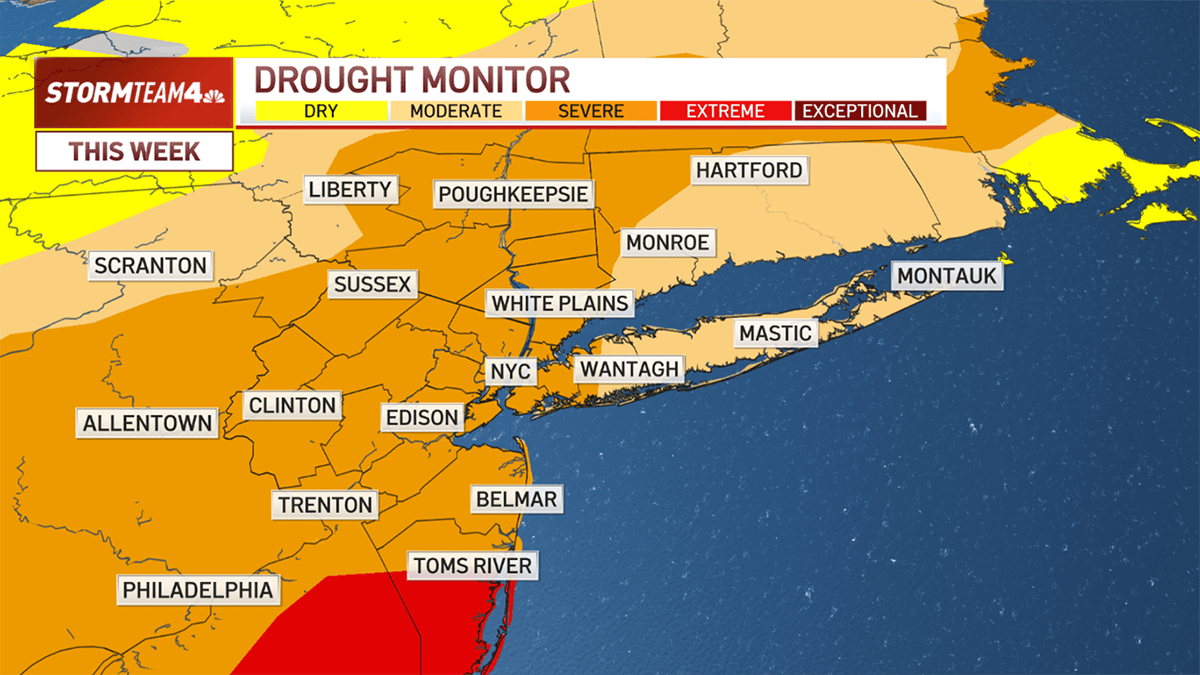 NYC weather: Drought monitor offers bleak outlook for NJ, NY – NBC New York