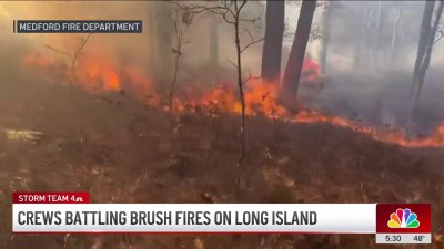 Crews battling brush fires on Long Island, as gusty winds complicate fire fight