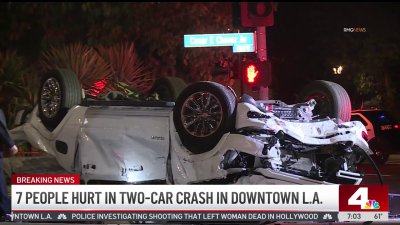 7 people hurt in rollover crash in downtown LA