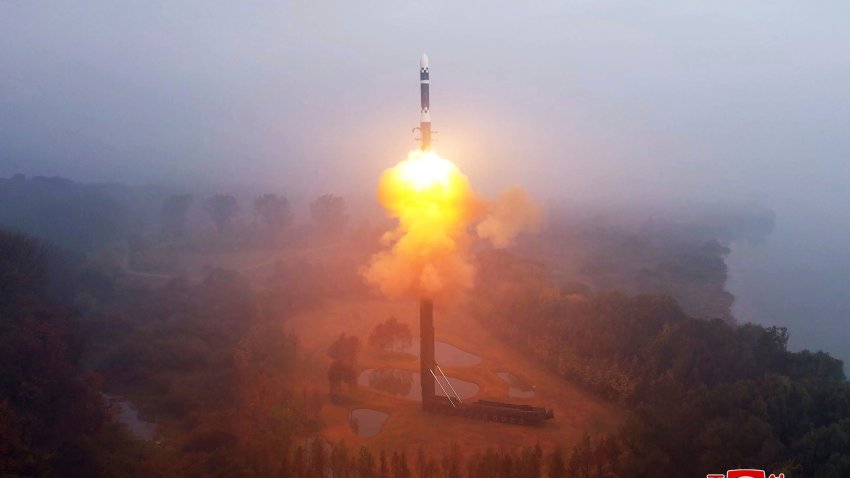 test launch of new intercontinental ballistic missile "Hwasong-19" at an undisclosed place in North Korea Thursday, Oct. 31, 2024.